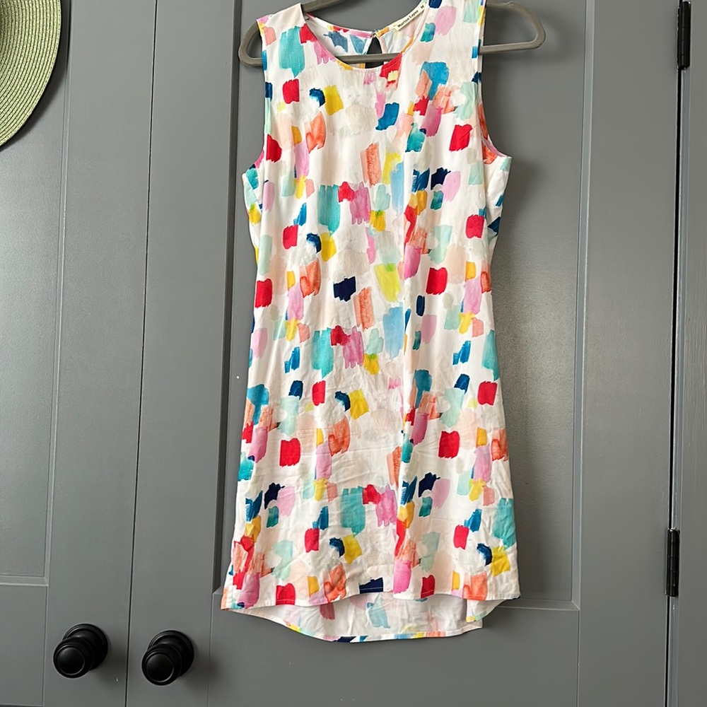 MARINE LAYER Britt Bass Watercolor Shift Tank Dress Paint Brush
